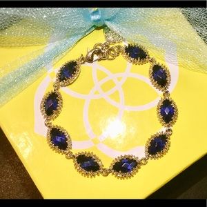 Rare Kendra Scott Navy Blue Jana Bracelet in Gold